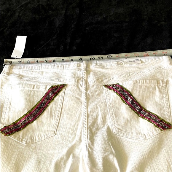 Women’s NWT UPCYCLED EMBROIDERED GLORIA VANDERBILT BOYFRIEND White Jeans Sz 14 - Picture 10 of 14